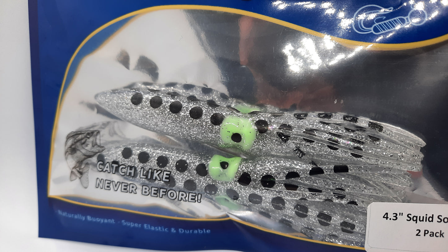 4.3" SILVER FLASH SQUID SOFT PLASTIC - 2 PACK