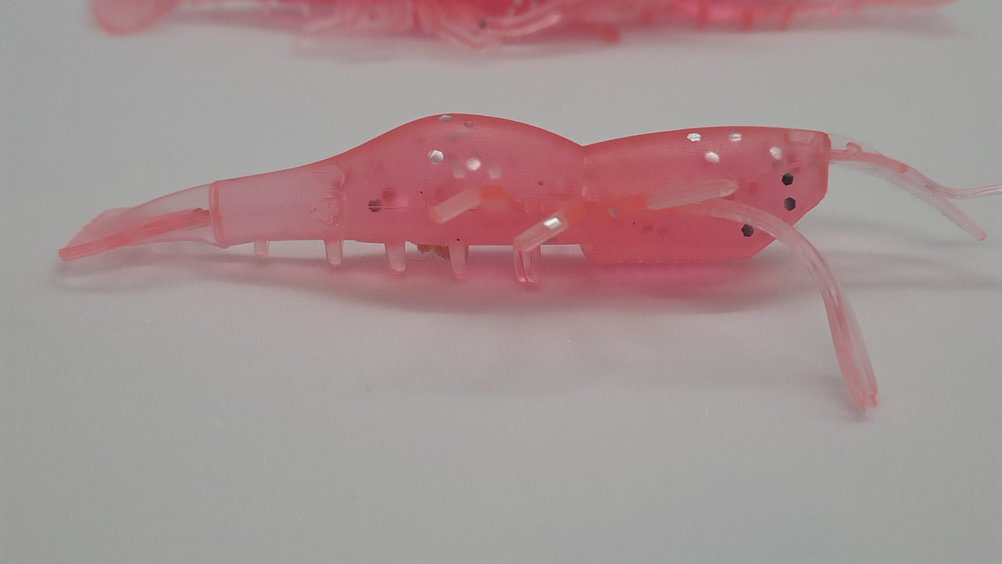 3.1" PINK LIGHTNING SHRIMP STINGER SOFT PLASTIC - 5 PACK