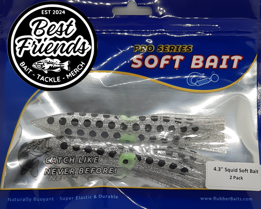 4.3" SILVER FLASH SQUID SOFT PLASTIC - 2 PACK