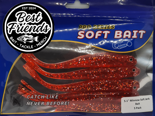 5.1" CRIMSON FLASH SWIMMER JERK BAIT - 5 PACK