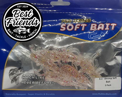 3.1" GLITTER BANG SHRIMP STINGER SOFT PLASTIC - 5 PACK