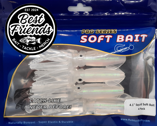 4.1" LUMINOUS SQUID SOFT PLASTIC - 4 PACK