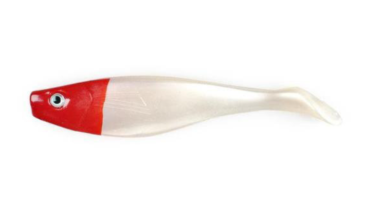 4.3" RED WOUND SHAD SOFT PLASTIC - 4 PACK